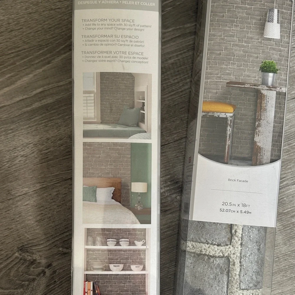 NuWallpaper Gray Brick Peel and Stick Wallpaper